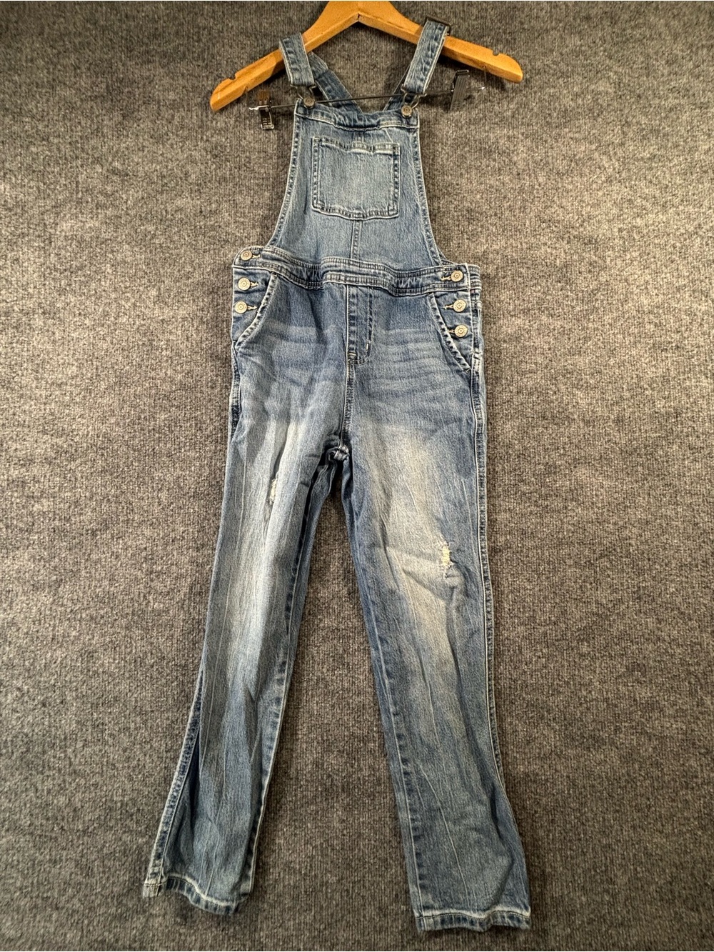 Cat & Jack Girls Denim Overalls Stretch Straight Jeans Blue Size L 10/12